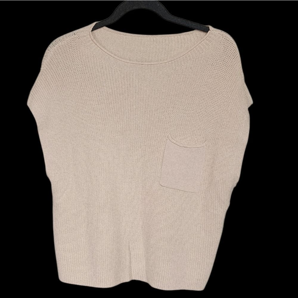Cream Knit Top M Oversized Sleeveless Minimalist Granola Indie Goblin Beachy